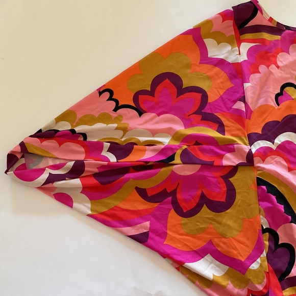 Trina Turk Fan Faire Multicolor Pink Boatneck Tunic Swim Cover Up Dress L $152 - Picture 5 of 11